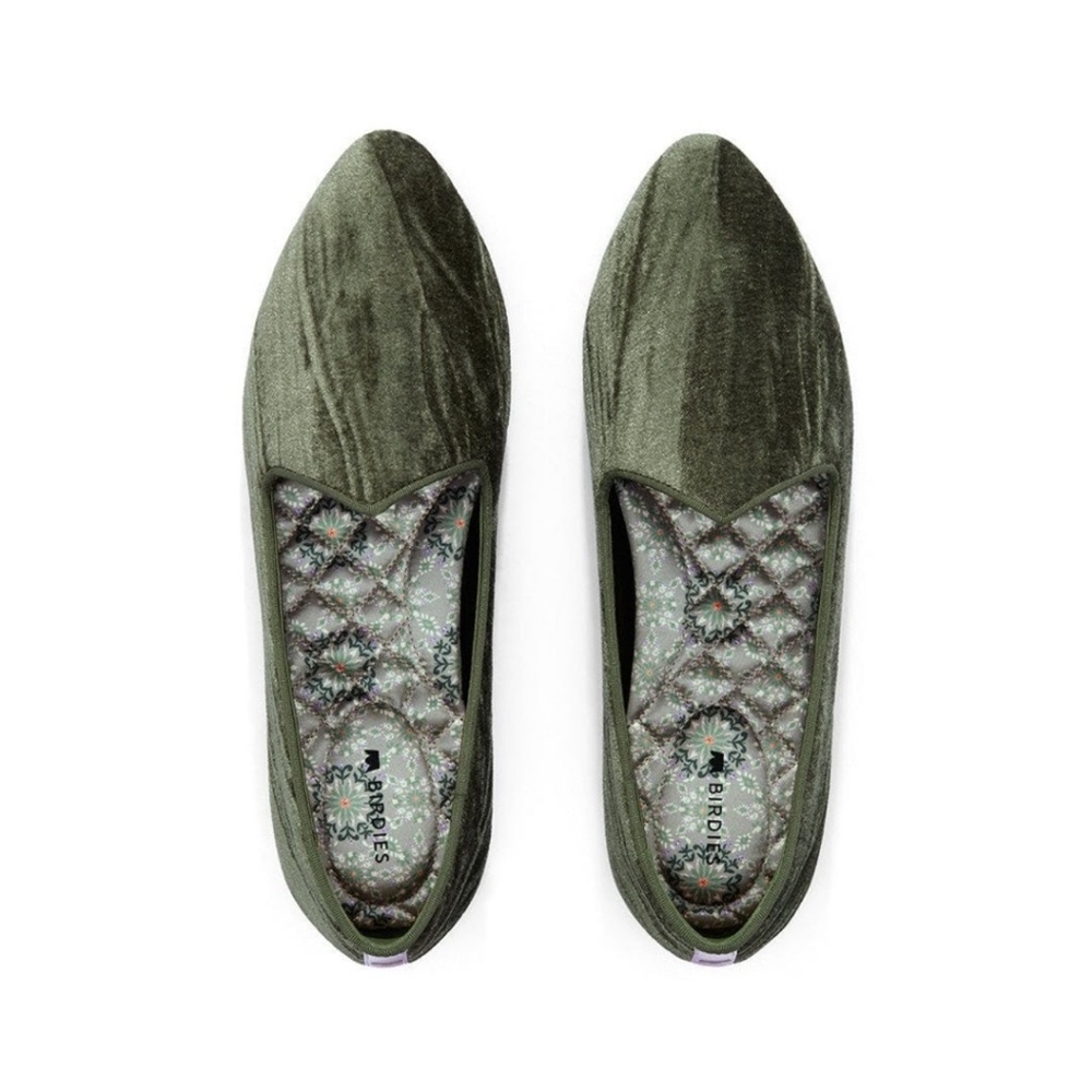 Birdies The Heron Loafers Green Crushed Velvet Flats Sz 7